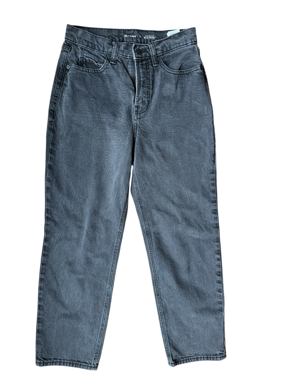 Old Navy Sky Hi Straight Jeans Women's 4 Black Extra High Rise Denim